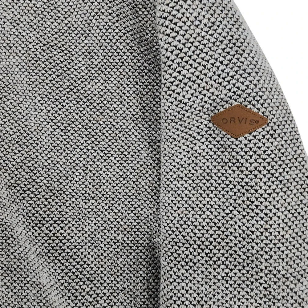 Orvis XL Gray 1/4 Zip Pullover Sherpa Lined Knit Sweater Gorpcore Cabin Outdoor